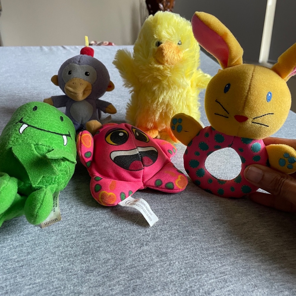 Plush Bunny Teething Ring Rattle - Yellow & Pink
